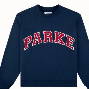 Marion Parke Navy Sweatshirt with Red Lettering